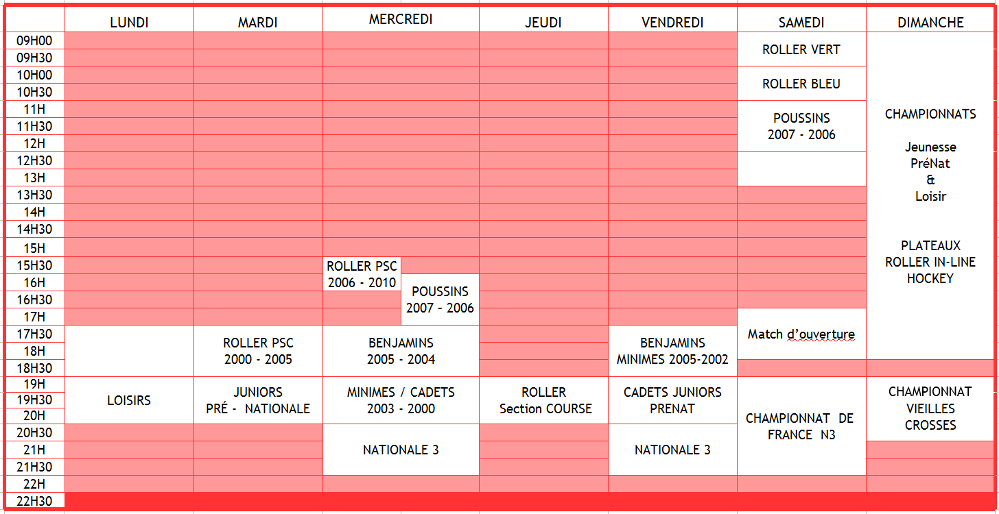 planning 2016 2017 club et compétitions